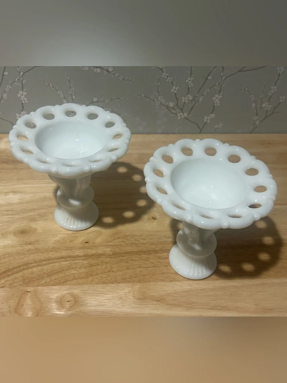 Vintage Westmoreland Doric Milk Glass Candle Holders